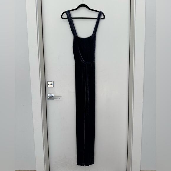 Staud Parker Blue Velvet Maxi Jumpsuit Size 10 - Picture 6 of 10